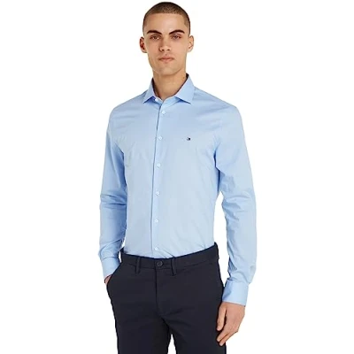 Abbildung von Tommy Hilfiger CORE FLEX Poplin Businesshemd, Herren, Größe: 37, Light blue