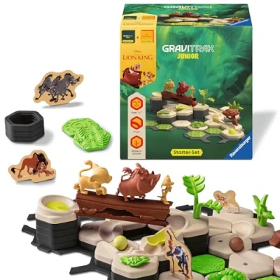 Abbildung von Ravensburger GraviTrax 73437 Junior Starter Set Disney Lion King, Murmelbahn für Kinder ab 3 Jahren, mit Spielfiguren aus der König Löwen Welt
