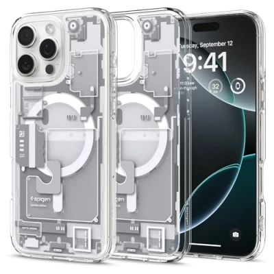 Abbildung von Spigen für iPhone 16 Pro Max Hülle [Anti Yellowing] Ultra Hybrid MagFit Case Handyhülle Transparent Dünn Slim Kompatibel mit MagSafe Zero One White