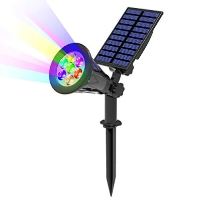 Abbildung von T SUN Farbige Solarlampen für Außen Garten, 7 LED RGB Solar Strahler, Farbwechsel Solarleuchten Außen, IP65 Wasserdicht Außenwandleuchte, 8 Modi Gartenleuchten Hof Bäume Garage Weg