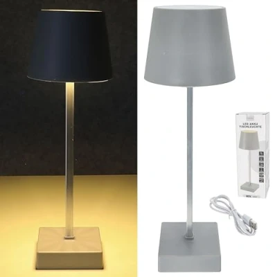 Abbildung von Cepewa LED Tischleuchte hellgrau 17 LEDs 8,5x32cm ABS PS Touchfunktion USB akkubetrieben warmweiß 3 Helligkeitsstufen 35 Lumen (1x 32cm)