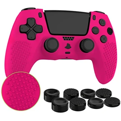 Abbildung von MyGadget Silikon Hülle kompatibel mit PS5 Controller 8 Thumbsticks [ 2X Paar Hoch Tief] Playstation 5 Dualsense Wireless Skin in Pink