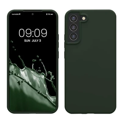Abbildung von kwmobile Hülle kompatibel mit Samsung Galaxy S22 Plus Silikon Handy Case Handyhülle weiche Oberfläche kabelloses Laden Dunkelgrün matt