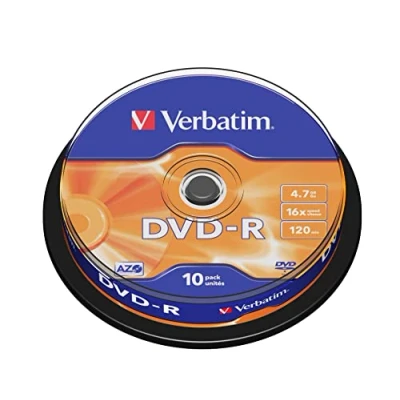 Abbildung von Verbatim DVD R 16x Matt Silver 4.7GB, 10er Pack Spindel, Rohlinge beschreibbar, 16 fache Brenngeschwindigkeit &amp; Hardcoat Scratch Guard, Rohlinge, leer,