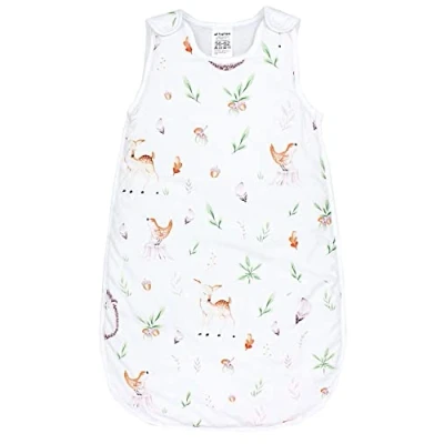 Abbildung von TupTam Schlafsack Baby 2.5 TOG OEKO TEX Ganzjahresschlafsack Kinder mit Seitlichem Reißverschluss, Ärmellos, Farbe: Waldtiere/Igel/Rehe, Größe: 68 74