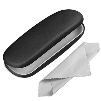 Abbildung von FINTIE Hardcase Brillenetui Tragbare Hartschale mit Brillenputztuch Etui für Brillen und Sonnenbrille, Schwarz