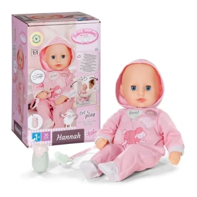 Abbildung von Baby Annabell Hannah Spiel mit Mir 36cm, Babypuppe 5 Funktionen, weichem Stoffkörper und Accessoires, 36cm große Puppe, für Kinder ab 1 Jahr, 711002 Zapf Creation