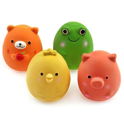 Abbildung von Chiwava 4 Stück 6cm Quitschende Hundespielzeug Latex Lustige Tier Sets für Klein Hunde Interaktives Spielen Sortiert Farbe
