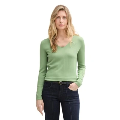 Abbildung von TOM TAILOR Damen 1012976 Strickpullover mit V Ausschnitt, 37116 True Green, S