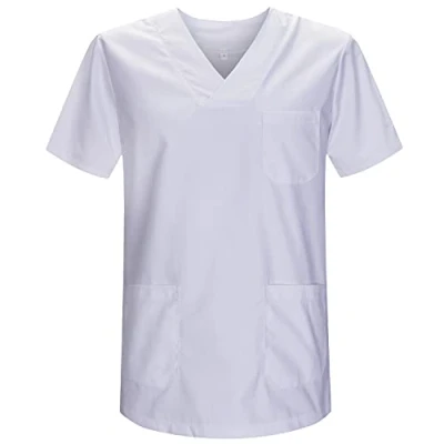 Abbildung von MISEMIYA Medizinische Uniformen Unisex Top Krankenschwester Krankenhaus Berufskleidung Medium, Weiß