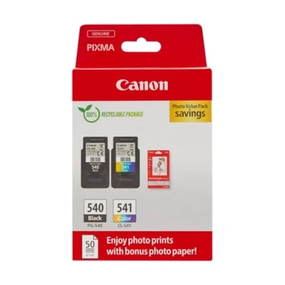 Abbildung von Canon Tinte &amp; Papier Multipack PG 540/CL 541 Original Drucker Tintenpatronen 2er Pack (1 x Schwarz, 1 Farbe) 4x6 Fotopapier (50 Blatt) Kompatibel PIXMA Druckern