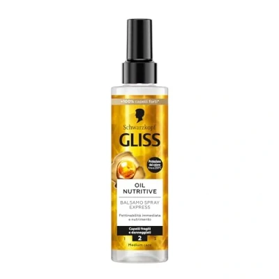 Abbildung von Schwarzkopf Gliss Oil Nutritive Conditioner Spray Express, nährend, 200 ml, Leave in mit Omega 9 und Marulaöl, ohne Ausspülen Hitzeschutz für strapaziertes Haar