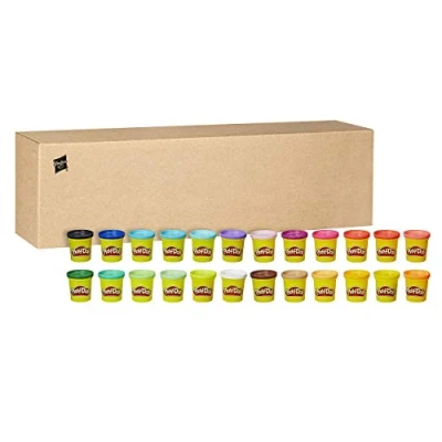 Abbildung von Play Doh Packung mit 24 x 84g Dosen, große Auswahl an Farben in einer Packung, geeignet für Kinder ab 2 Jahren, abwechslungsreiche Geschenkidee zum Formen und Kneten, exklusiv bei Amazon