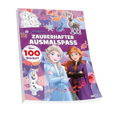Abbildung von Disney Die Eiskönigin: Zauberhafter Ausmalspaß: Malblock (vierfarbig) mit über 100 Stickern