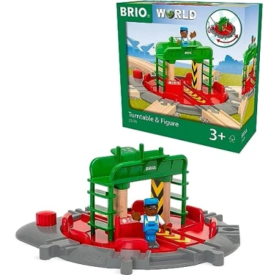 Abbildung von BRIO 33476 Lok Drehscheibe mit Kontrollbrücke Eisenbahnzubehör Holzeisenbahn, Spielzeug ab 3 Jahre