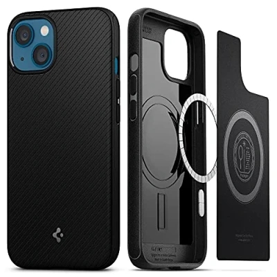 Abbildung von Spigen Mag Armor MagFit Hülle Kompatibel mit iPhone 13 Mini MagSafe Magnetisch Matte Black