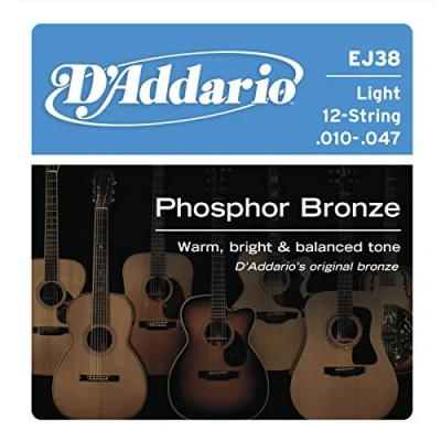 Abbildung von D&#039;Addario Gitarrensaiten Westerngitarre Akustikgitarre Acoustic Guitar Strings EJ38 Light, 12 String, 10 47 1 Stück