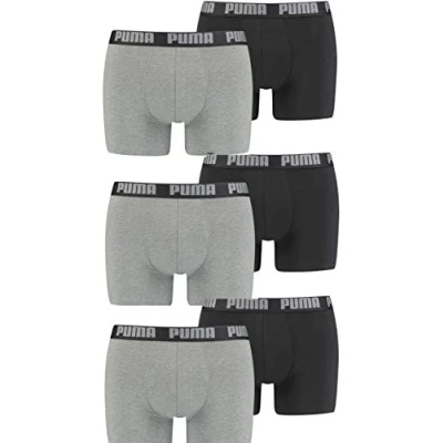 Abbildung von PUMA 6 er Pack Boxer Boxershorts Men Herren Unterhose Pant Unterwäsche, Farbe:691 Dark Grey Melange/Black, Bekleidungsgröße:M