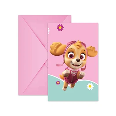 Abbildung von Procos Einladungen mit Umschlag Paw Patrol Skye &amp; Everest aus FSC Papier, 6 Stück, PR94107