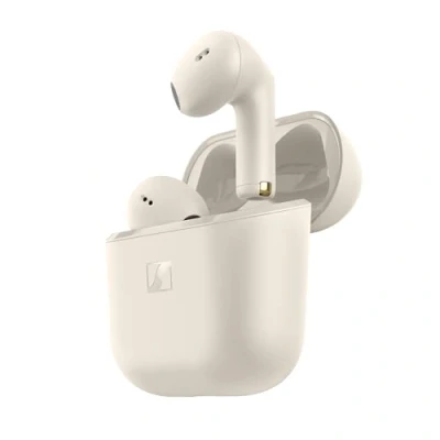 Abbildung von Sennheiser ACCENTUM Open, kabellos Kopfhörer mit Open Design, dynamischem Sound und Bluetooth 5.3, IPX4 Spritzwasserschutz, 28 Std. Akkulaufzeit USB C Ladecase Cream