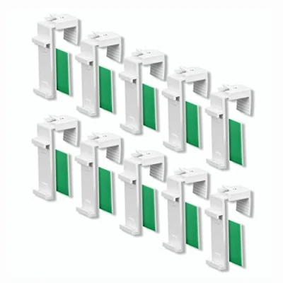 Abbildung von KLEMMFLEX Klemmhalter für Klemmfix Rollo, Doppelrollo, Duorollo ohne Bohren zum Klemmen und Kleben, 10 Stück, als Zubehör Ersatzteil die Aufhängung, Befestigung am PVC, Holz Fenster, Türflügel