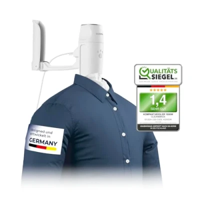 Abbildung von CLEANmaxx Hemdenbügler kompakt für Reisen Trocknet und glättet Hemden &amp; Blusen ersetzt Bügeleisen oder Dampfbügelstation [1.000Watt]