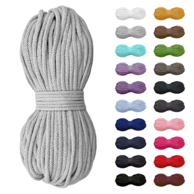 Abbildung von 5m Baumwollkordel 5mm, Kordel, Schnur, Turnbeutel, 21 Farben (Hellgrau)