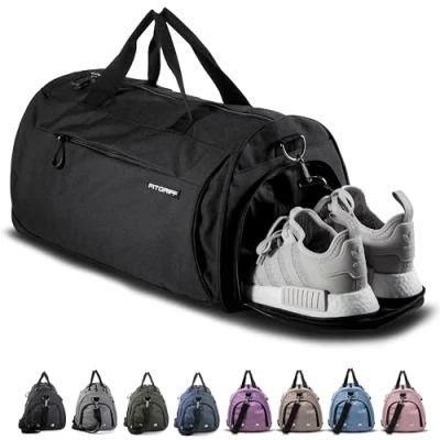 Abbildung von Fitgriff® Sporttasche &amp; Reisetasche für Damen und Herren mit Schuhfach Nassfach Tasche Sport, Fitness Reisen Trainingstasche, Gym Bag (Black, M)