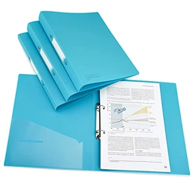 Abbildung von Rapesco 1664 Germ Savvy antibakteriell, A4 25 mm 2 Ring PP Ringordner, 35mm Rücken, Azurblau, 4 Stück