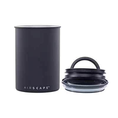 Abbildung von Airscape Kaffeebehälter aus Edelstahl Vorratsbehälter für Lebensmittel Patentierter luftdichter Deckel Erhaltung der Lebensmittelfrische durch überschüssige Luft (Medium, Mattschwarz)