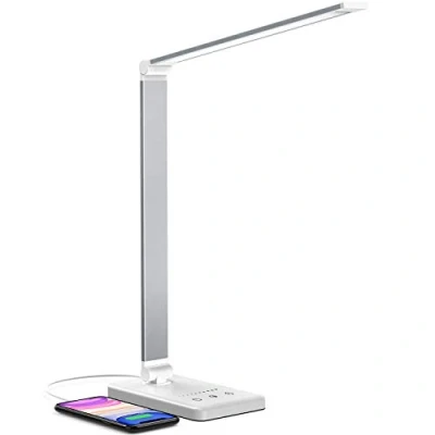 Abbildung von Chesbung Schreibtischlampe LED Dimmbare Tischleuchte, 5 Farb und 10 Helligkeitsstufen, Augenschutz Tischlampe für Kinder, Touch Bedienung, Faltbar, Nachttischlampe mit 2500mAH Eingebaute Batterie