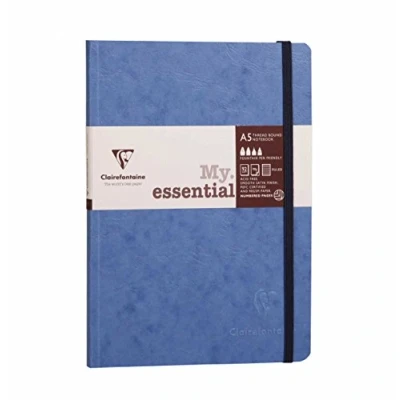 Abbildung von Clairefontaine 793464C Notizbuch AgeBag My Essentials, DIN A5, 14,8 x 21 cm, 96 Blatt, liniert, nummeriert, 90g, 1 Stück, blau