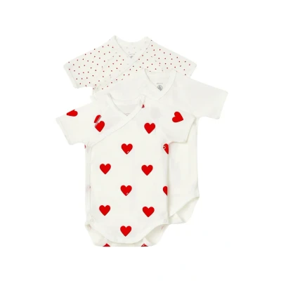 Abbildung von Petit Bateau Short Sleeve 3 PACK SET Body für Kinder, Größe: 67, White red