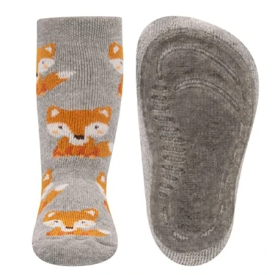 Abbildung von EWERS Stoppersocken Fuchs, Socken mit Antirutschsohle für Jungen, Anti Rutsch Gummisohle, MADE IN GERMANY, 1 Paar rutschfeste Kindersocken Jungs, Größe 21 22, Grau