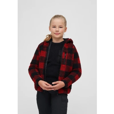 Abbildung von Brandit Kinder KIDS Teddy Fleecejacke für Kinder, Größe: 146/152, Red/black/white