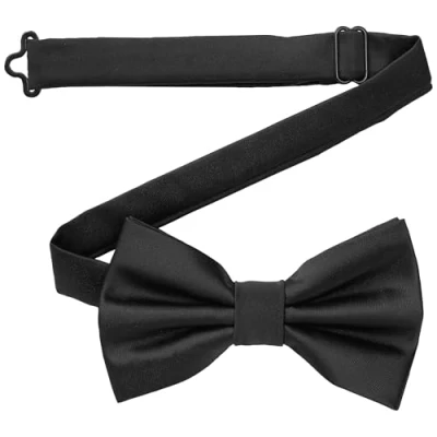 Abbildung von DonDon Fliege Herren handgefertigt Seiden Look 12 x 6 cm Schwarz