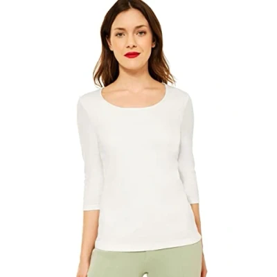 Abbildung von Street One Damen A317588 Basic T Shirt mit 3/4 Arm, Off White, 34