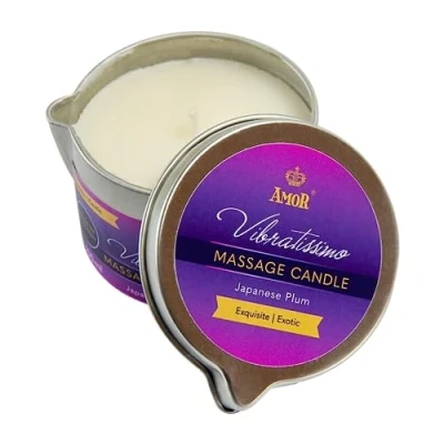 Abbildung von VIBRATISSIMO Massagekerze Japanese Plum 50ml I Kerze mit Pflaumen Duft Entspannung aus natürlichen Rohstoffen &amp; Kokosöl für empfindliche Haut geeignet Massage Candle