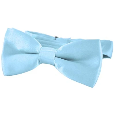 Abbildung von DonDon Edle Kinder Fliege gebunden und längenverstellbar 9 x 4,5 cm hellblau glänzend in Seiden Look