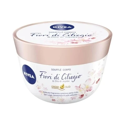 Abbildung von NIVEA Creme Öl Pufflé Perlen Kirschblüte/Jojobaöl (1 x 200), feuchtigkeitsspendende Körperpflege, ml