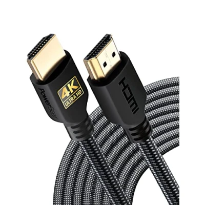 Abbildung von PowerBear 4K HDMI Kabel 9m 18Gbps Hochgeschwindigkeit Kabel, geflochtenes Nylon &amp; Goldstecker, @ 60Hz, Ultra HD, 2K, 1080P, ARC CL3 zertifiziert für Laptop, Monitor, PS5, PS4 mehr
