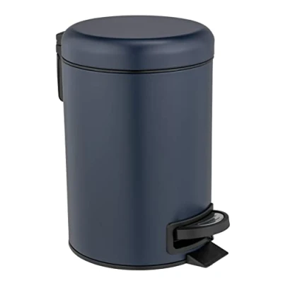 Abbildung von WENKO Treteimer Leman, 3 Liter, mit herausnehmbarem Einsatz, aus lackiertem Stahl, 17 x 25 22,5 cm, Dunkelblau matt