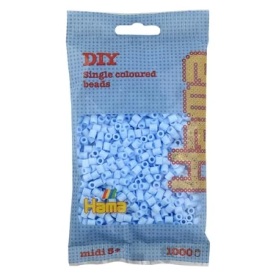 Abbildung von Hama Perlen 207 97 Bügelperlen Beutel mit ca. 1.000 Midi Bastelperlen Durchmesser 5 mm in Pastell Eisblau, kreativer Bastelspaß für Groß und Klein, Bunt