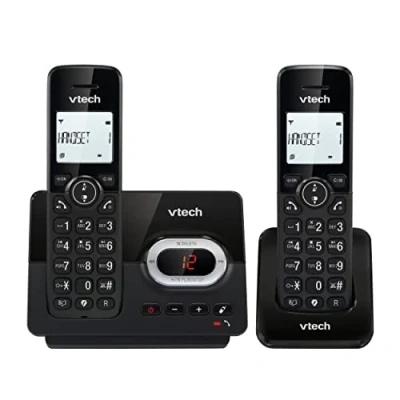 Abbildung von VTech CS2051 Schnurloses Telefon mit Anrufbeantworter und 2 Mobilteilen, ECO+ Modus,Senioren Festnetztelefon Anrufsperre, Freisprechfunktion, große Tasten, 1 Zeilen Display, Schwarz
