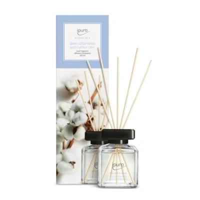 Abbildung von ipuro Essentials Raumduft COTTON FIELDS 200ml Raumerfrischer mit Sternanis, Vanilleblume &amp; Geranie, Rose, Veilchen, Zedernholz Duft Aroma Diffuser Stäbchen Lufterfrischer für die Wohnung