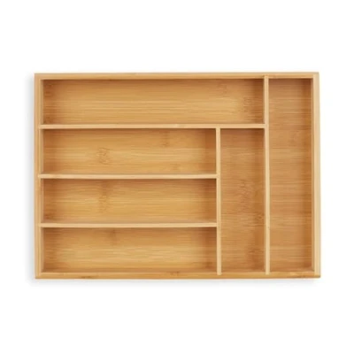 Abbildung von Relaxdays Besteckkasten, Schubladeneinsatz mit 6 Fächern, für Küchenbesteck, Bambus, HxBxT 5 x 25,5 35,5 cm, natur