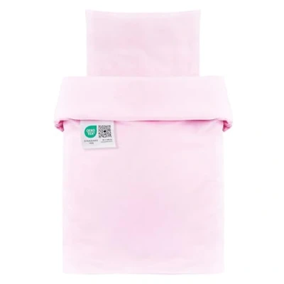 Abbildung von MAKIAN Baby Bettwäsche Set 80x80 cm / 35x40 2 teilige Kinderbettwäsche (Deckenbezug, Kissenbezug) aus 100% Baumwolle passend für Babybett, Stubenwagen, Kinderwagen (Rosa)