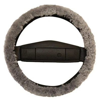 Abbildung von Reissner Lammfelle LERA 15 SIL Lenkradbezug Lenkradschoner Lenkradhülle für Auto und Wohnmobil Echtes Merino Lammfell Florhöhe 15mm passend ⌀40cm Anti Rutsch Farbe Silber grau