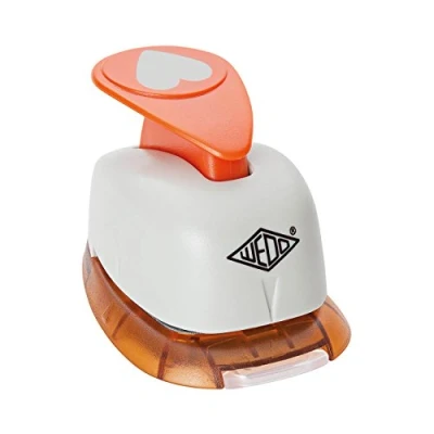Abbildung von Wedo 168101 Motivlocher klein Herz (mit praktischem Auffangbehälter, Ausstanzung 1,6 x 1,3 cm) grau / orange