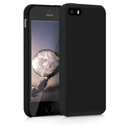 Abbildung von kwmobile Hülle kompatibel mit Apple iPhone SE (1.Gen 2016) / 5 5S Silikon Handy Case Handyhülle weiche Oberfläche kabelloses Laden Schwarz